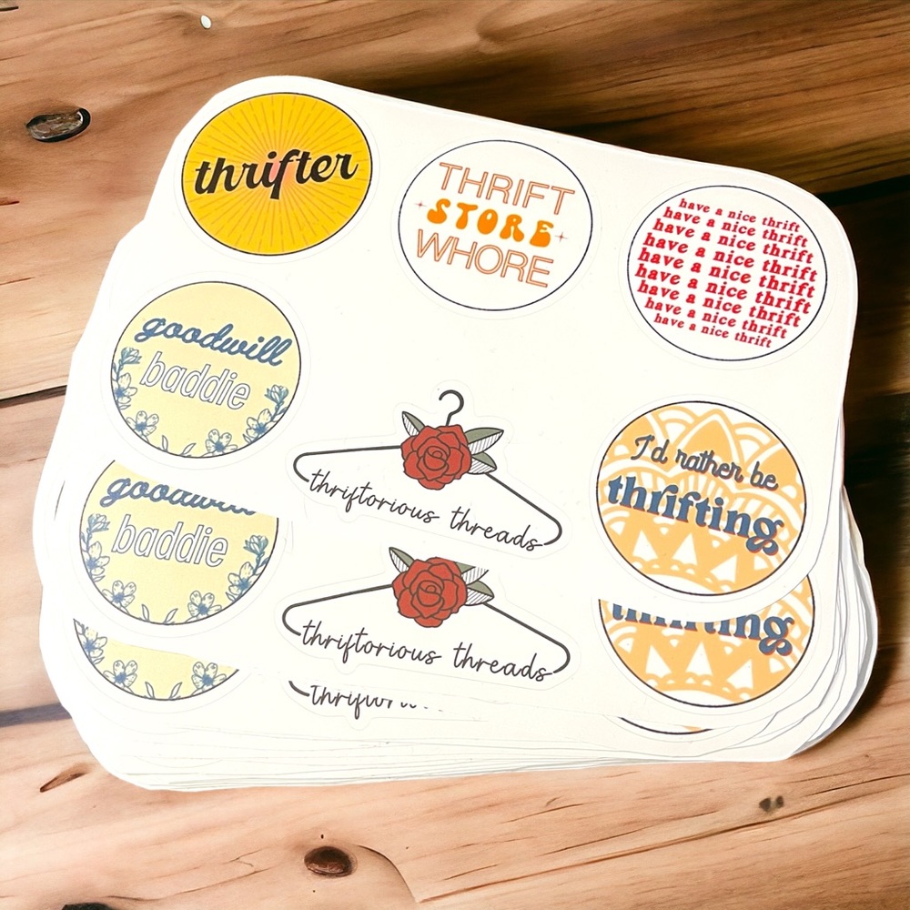 Thriftorious Threads Thrifting Badge Sticker Set